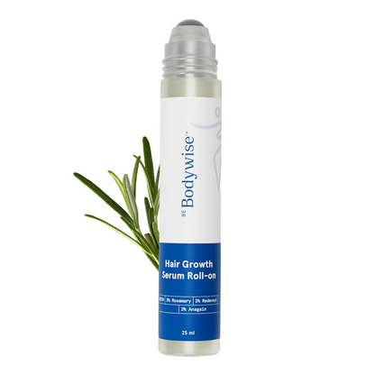 Be Bodywise Rosemary Hair Growth Serum Roll On 25 ml – 3% Rosemary, 3% Redensyl & 2% Anagain | DHT-Blocking Scalp Serum Boosts Oxygen Flow, Reduces Hair Fall | Paraben/Sulfate-Free | Women & Men